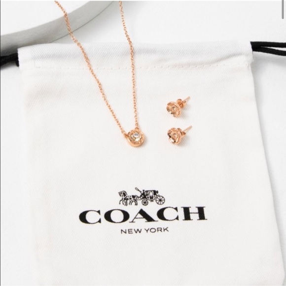 Coach Open Circle Necklace and Stud Earring Set - Picture 4 of 14